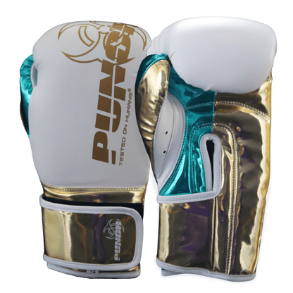 Punch Equipment METALLIC URBAN BOXING GLOVES – WHITE / GREEN / GOLD-Tactical Source LLC