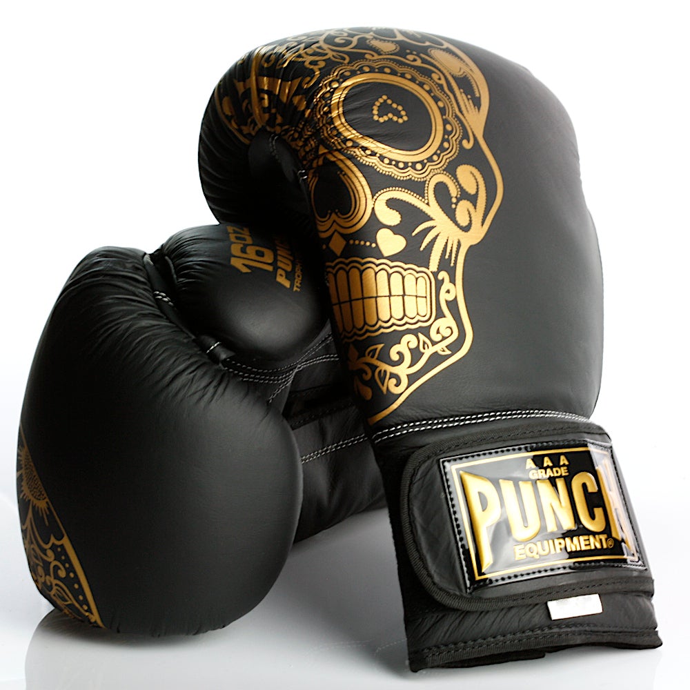 Punch Equipment Trophy Getters Gold Skull Commercial Boxing Gloves-Tactical Source LLC