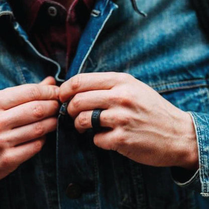 QALO Men's Black Step Edge Q2X Silicone Ring-Tactical Source LLC