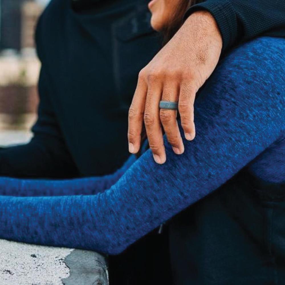 QALO Men's Charcoal Grey Step Edge Q2X Silicone Ring-Tactical Source LLC