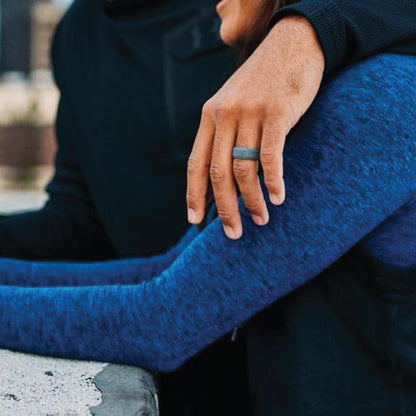 QALO Men's Charcoal Grey Step Edge Q2X Silicone Ring-Tactical Source LLC