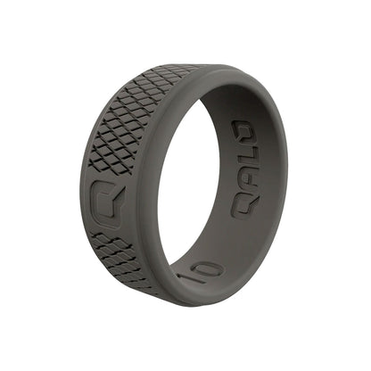 QALO Men's Dark Grey Step Edge Crosshatch Q2X Silicone Ring-Tactical Source LLC