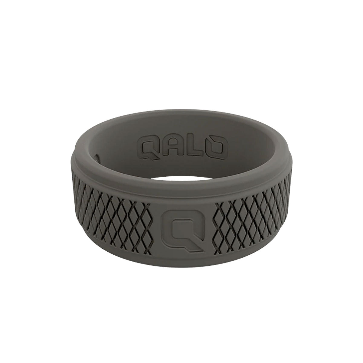 QALO Men's Dark Grey Step Edge Crosshatch Q2X Silicone Ring-Tactical Source LLC