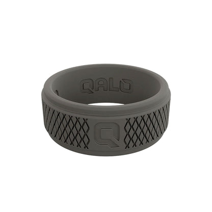 QALO Men's Dark Grey Step Edge Crosshatch Q2X Silicone Ring-Tactical Source LLC