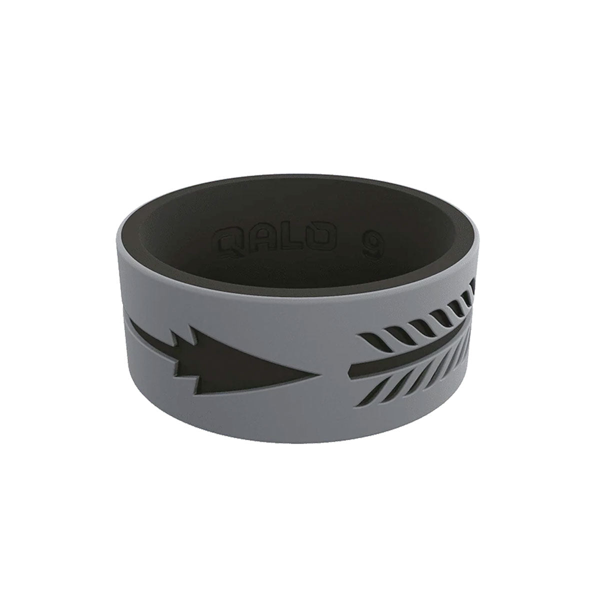 QALO Men's Strata Grey and Black Arrow Silicone Ring-Tactical Source LLC