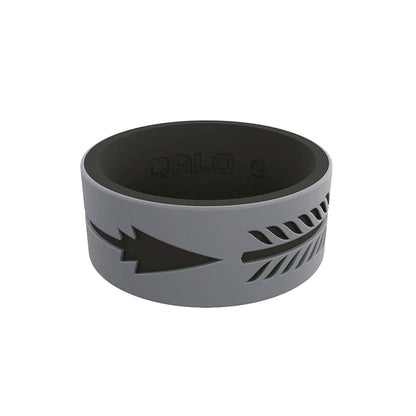 QALO Men's Strata Grey and Black Arrow Silicone Ring-Tactical Source LLC