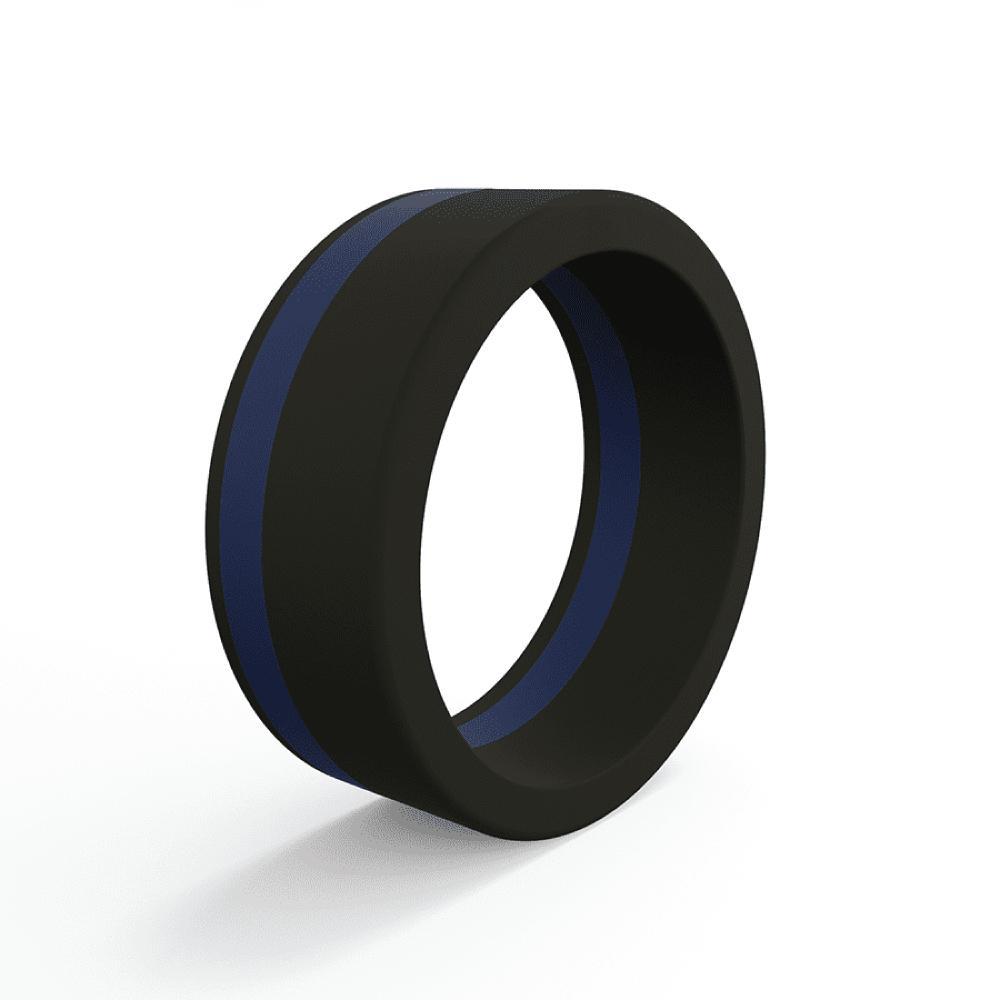 QALO Men's Thin Blue Line Pinstripe Silicone Ring-Tactical Source LLC