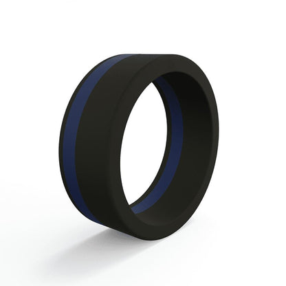 QALO Men's Thin Blue Line Pinstripe Silicone Ring-Tactical Source LLC