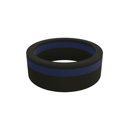 QALO Men's Thin Blue Line Pinstripe Silicone Ring-Tactical Source LLC