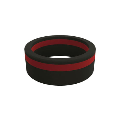 QALO Men's Thin Red Line Pinstripe Silicone Ring-Tactical Source LLC