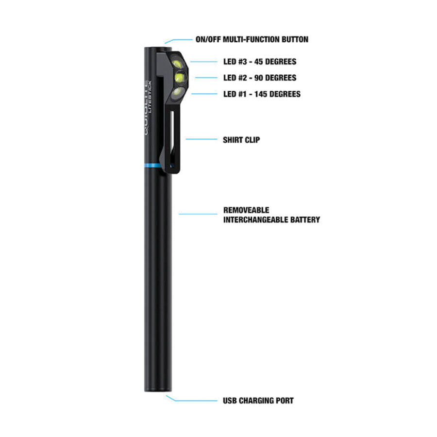 Quiqlite LiteStick Code 3 LED Hands Free Clip-On Light-Tactical Source LLC