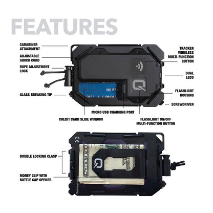 Quiqlite TAQTracker Wallet Black-Tactical Source LLC