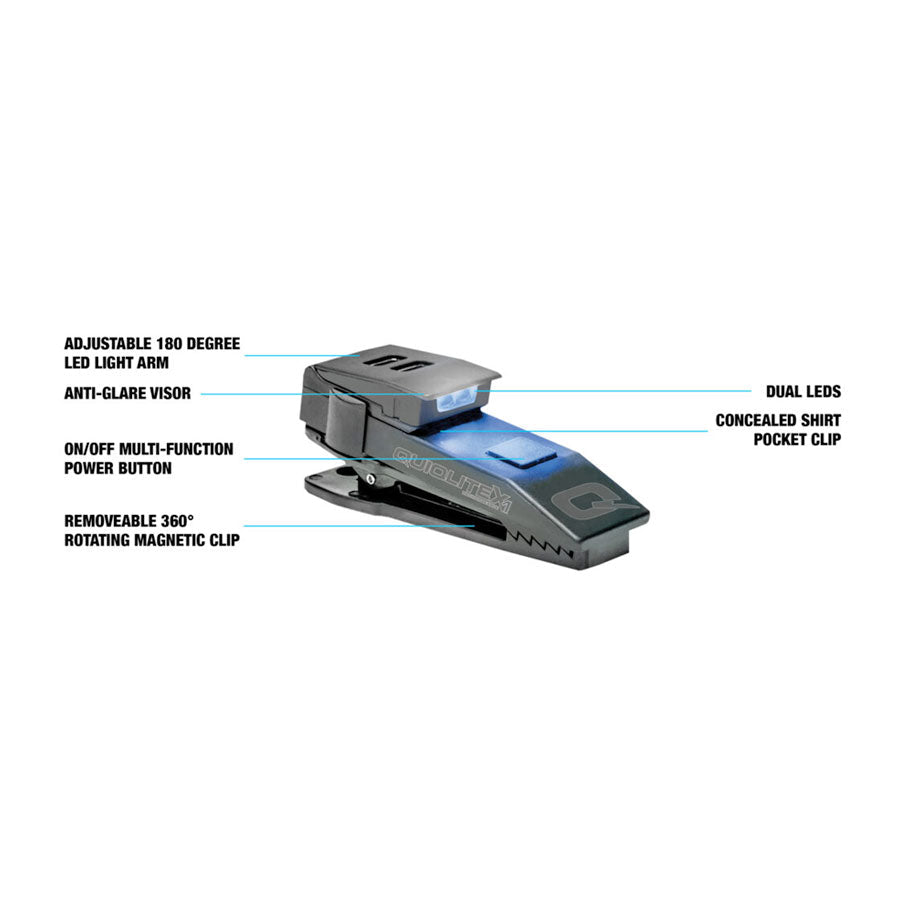 QuiqLite X1 USB Rechargeable Handsfree Dual LED Lighting - Blue/White-Tactical Source LLC