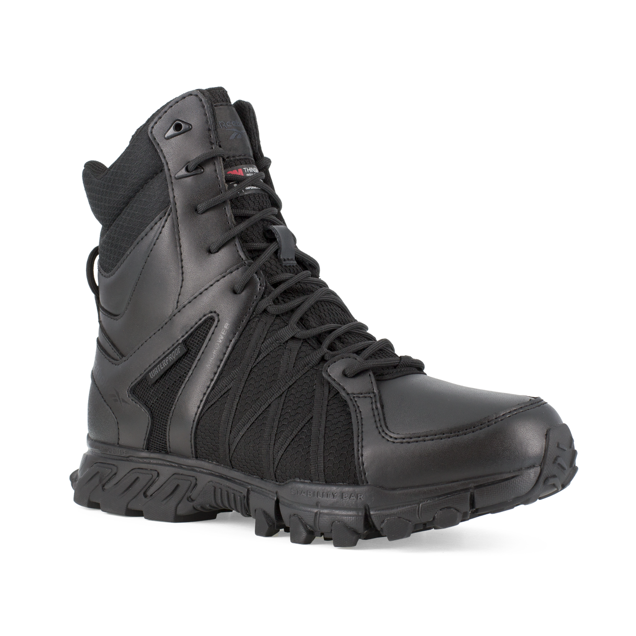 Reebok Tactical Men's 8 Inch Trailgrip Tactical Side Zip Waterproof Boots Black RB3455-Tactical Source LLC