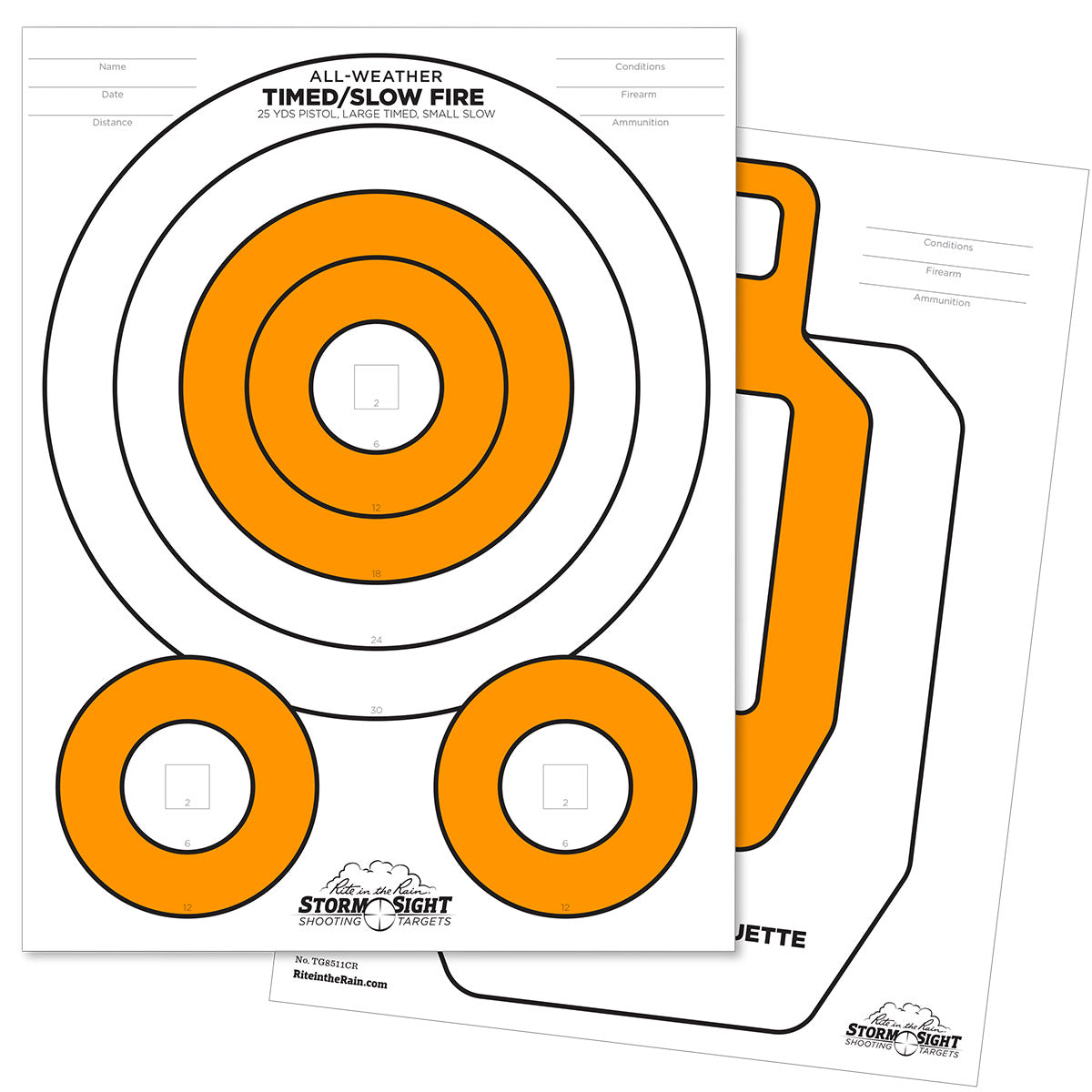 Rite in the Rain All-Weather 8.5 X 11 Close Range Target 25 Sheet White / Orange-Tactical Source LLC