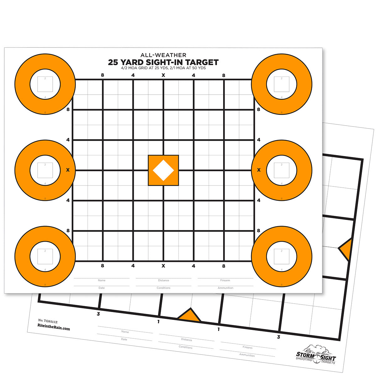 Rite in the Rain All-Weather 8.5 X 11 Zeroing Target 25 Sheet White / Orange-Tactical Source LLC