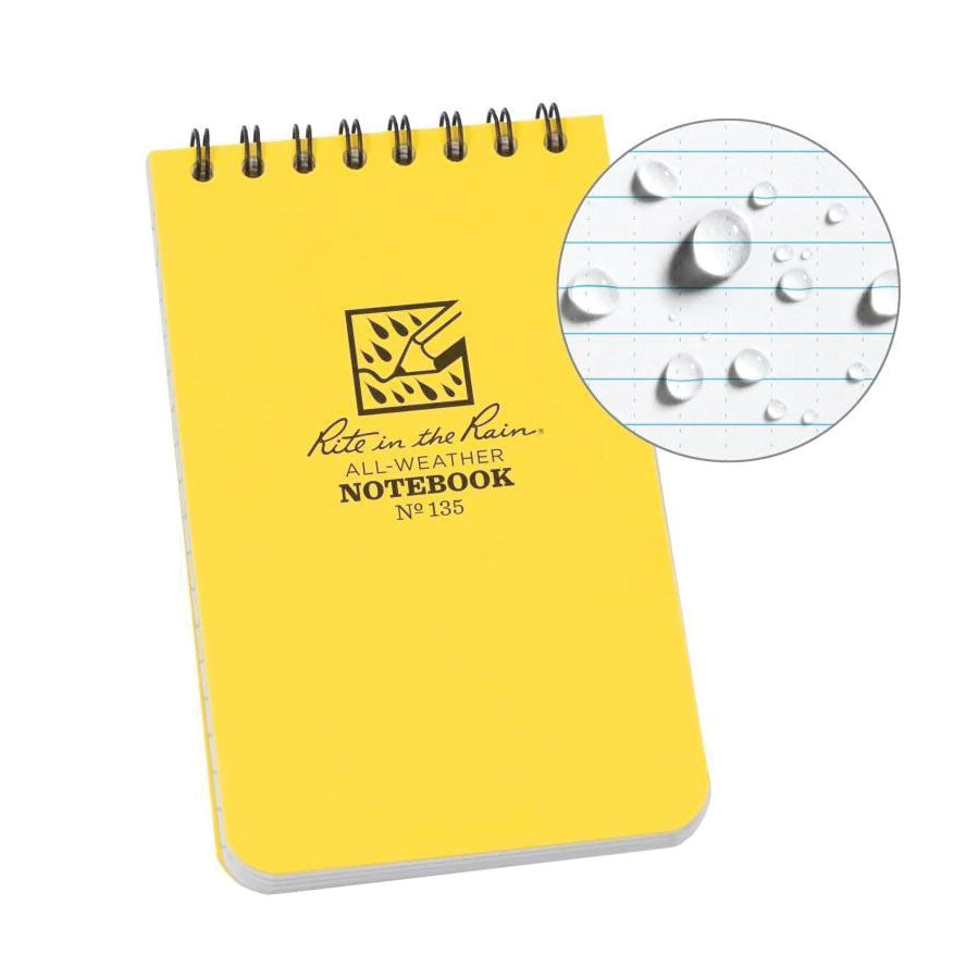 Rite in the Rain No135 Top Spiral 3x5 Notebook Universal Yellow-Tactical Source LLC