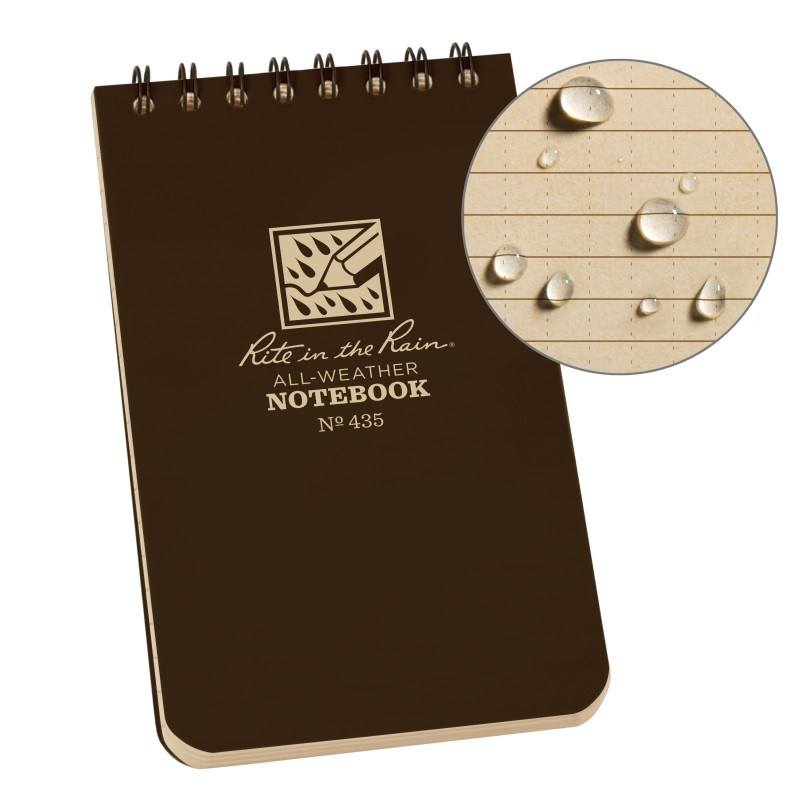 Rite in the Rain No435 Top Spiral 3x5 Notebook Universal Brown-Tactical Source LLC