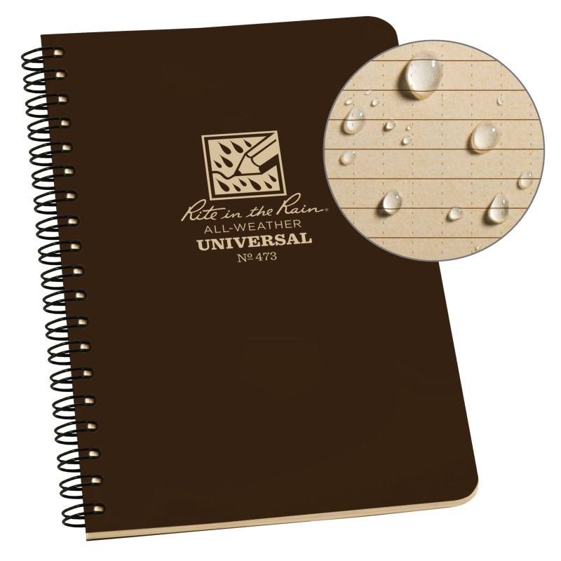 Rite in the Rain No473 Side Spiral Notebook Universal Brown-Tactical Source LLC