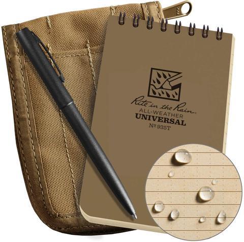 Rite in the Rain No935-KIT Top Spiral 3x5 Notebook Kit Tan-Tactical Source LLC