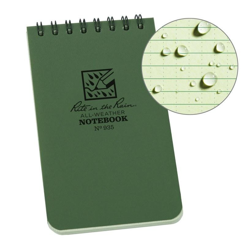 Rite in the Rain No935 Top Spiral 3x5 Notebook Universal Green-Tactical Source LLC