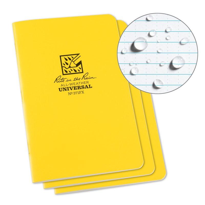 Rite in the Rain No.371FX Stapled Notebook Universal Yellow Pack of 3-Tactical Source LLC