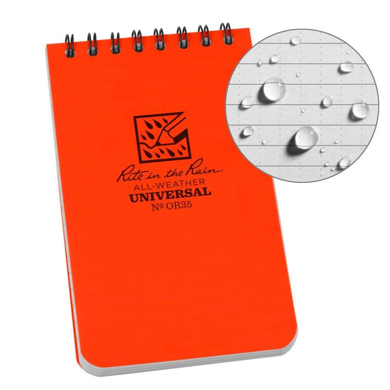 Rite in the Rain NoOR35 Top Spiral 3x5 Notebook Universal Orange-Tactical Source LLC