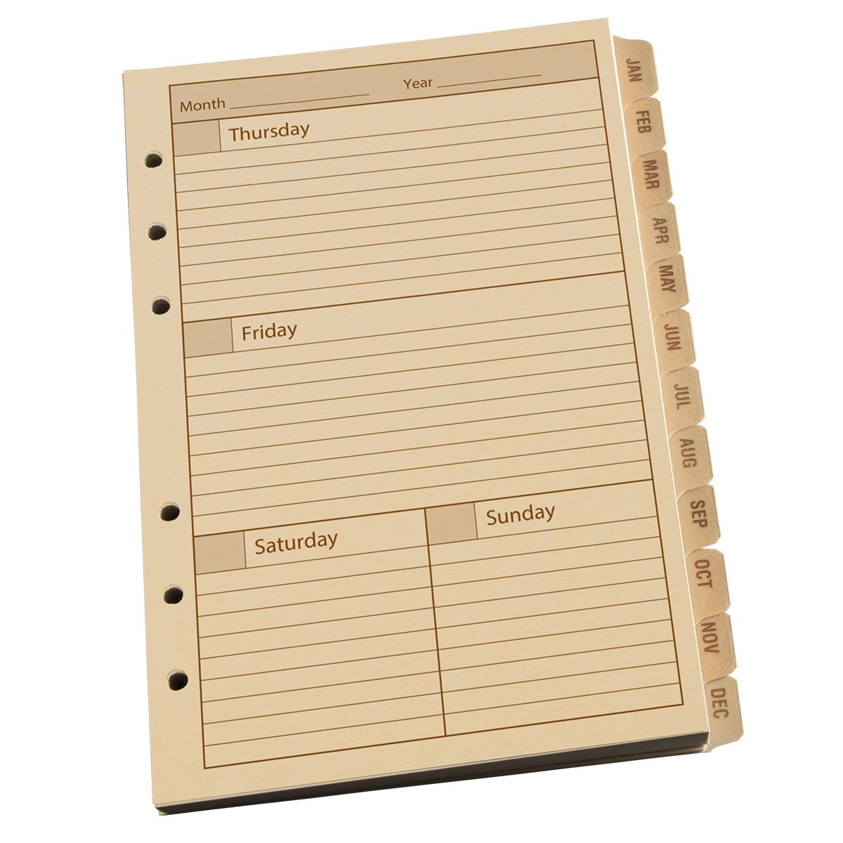Rite in the Rain Standard Weekly Planner Refill 4.625" x 7" with 6 Hole Punch Tan 1 Year-Tactical Source LLC