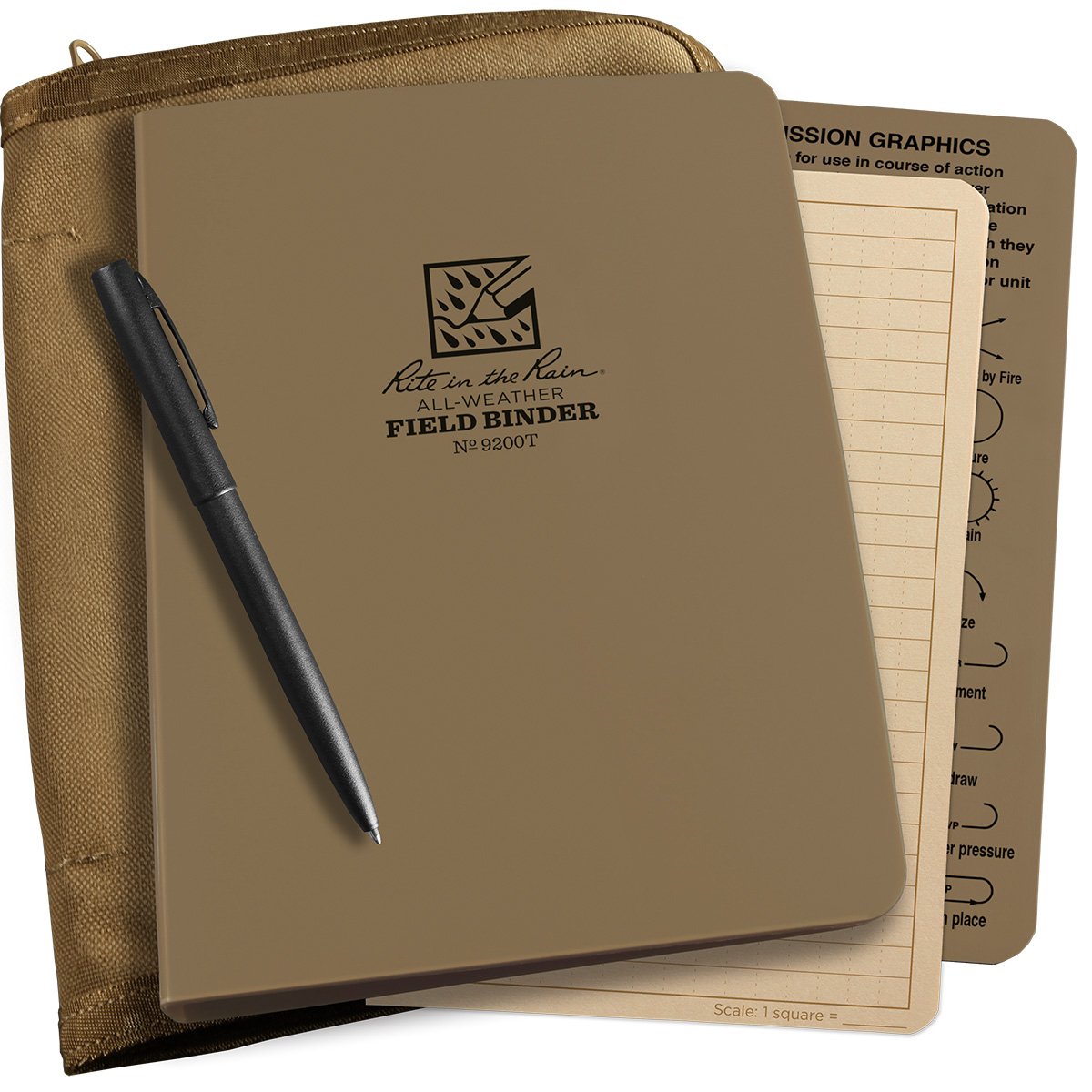 Rite in the Rain Tactical Ring Binder Kit 8.875 x 6.75 Universal Tan Binder / Tan Cordura Cover-Tactical Source LLC