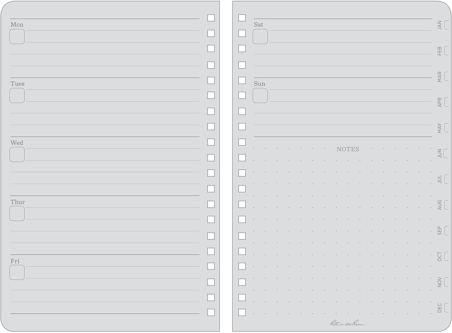 Rite in the Rain Weekly Planner Undated Black No.P52-Tactical Source LLC