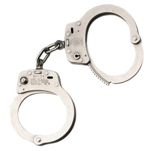 Smith & Wesson 350107 Model 104 High Security Chain-Linked Nickel Handcuffs-Tactical Source LLC