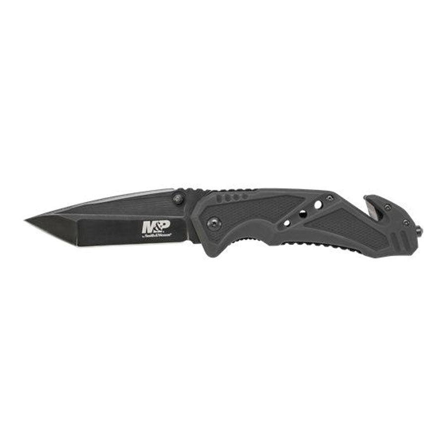 Smith & Wesson M&P Clip Folder, Liner Lock, Black Blade and Black Handle, Strap Cutter, Ceramic Glass Breaker-Tactical Source LLC