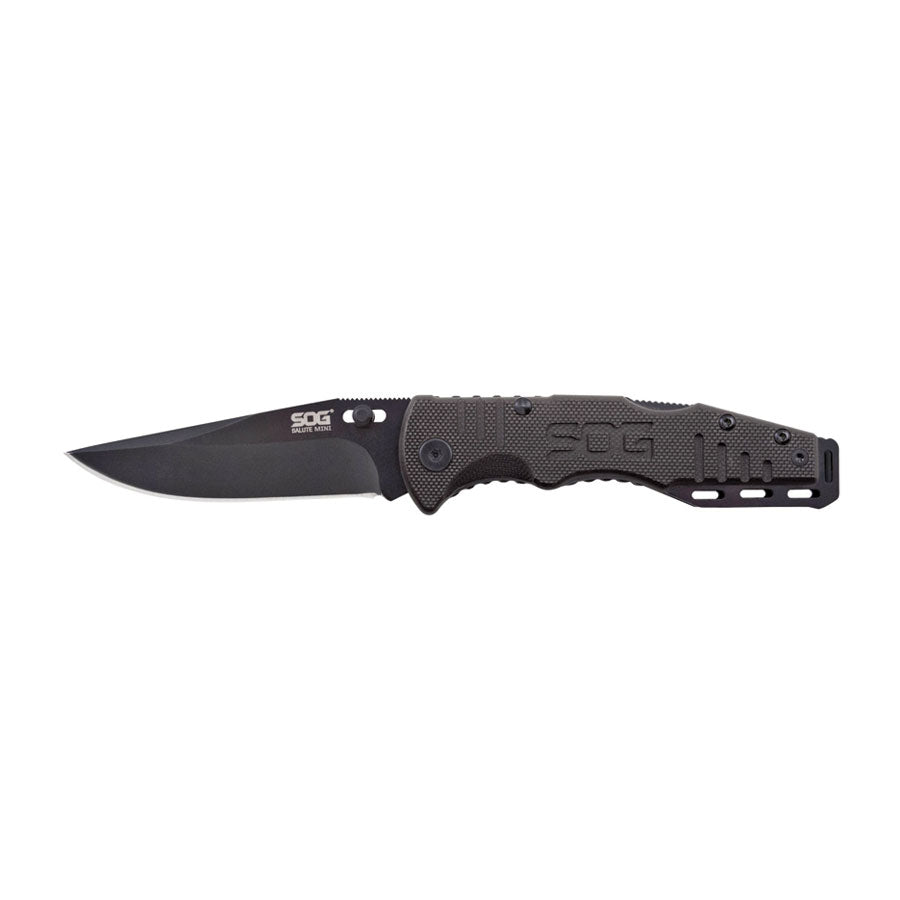 SOG Salute Mini Black Plain Edge Knife-Tactical Source LLC
