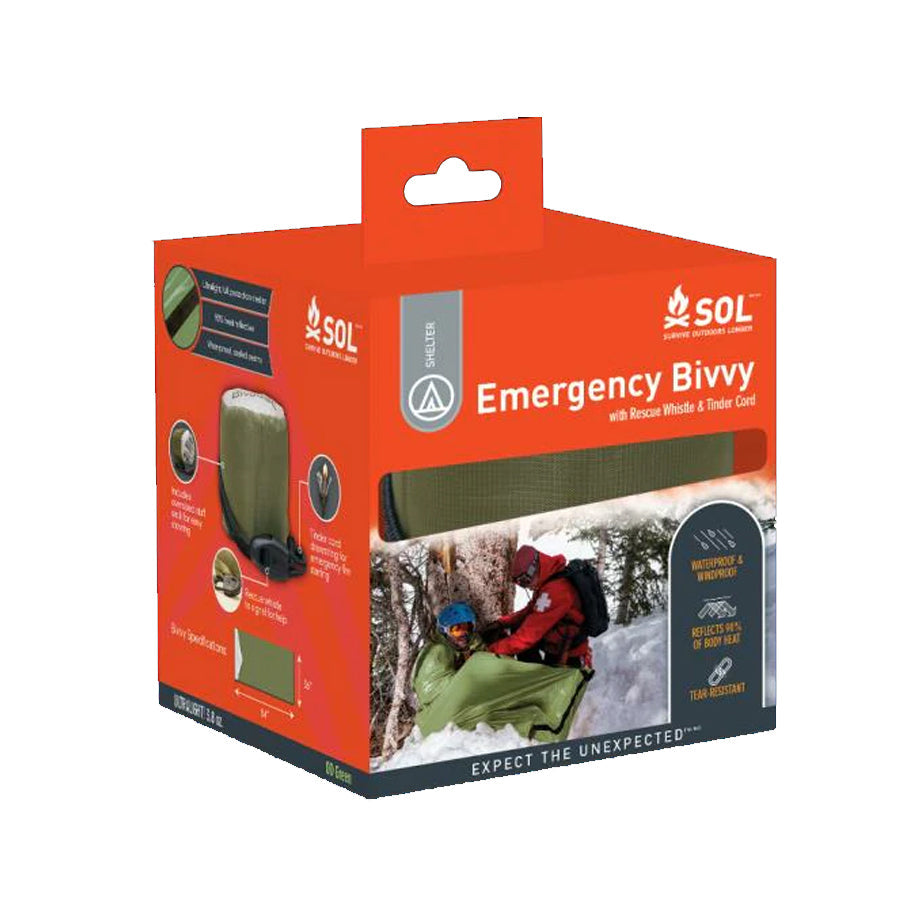 Survive Outdoors Longer SOL Emergency Bivvy OD Green with Rescue Whistle-Tactical Source LLC