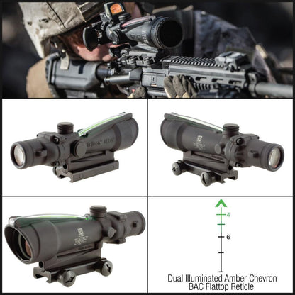 Trijicon ACOG 3.5x35 Scope Calibrated for .223 (5.56) Dual Illuminated Chevron BAC Flattop Reticle with TA51 Mount-Tactical Source LLC