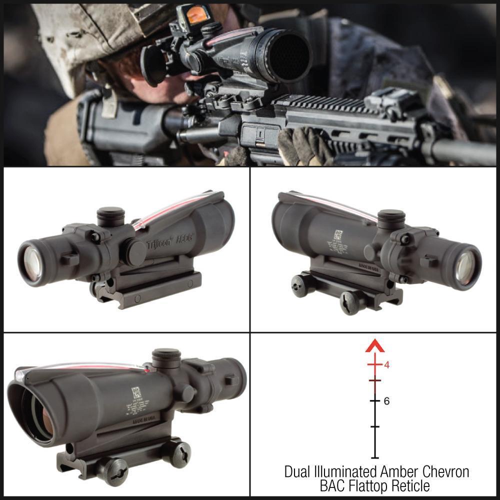 Trijicon ACOG 3.5x35 Scope Calibrated for .223 (5.56) Dual Illuminated Chevron BAC Flattop Reticle with TA51 Mount-Tactical Source LLC