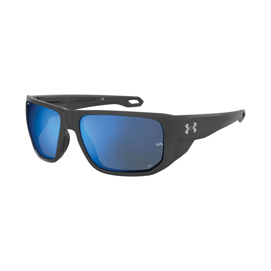 Under Armour UA Attack 2 Sunglasses Shiny Black Frame, Blue Mirror Lens-Tactical Source LLC