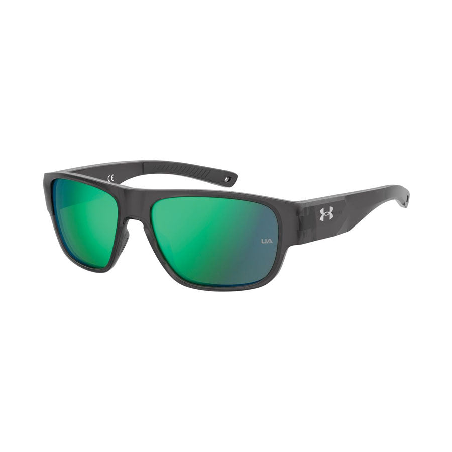 Under Armour UA Scorcher Sunglasses Transparent Jet Gray Frame, Emerald Mirror Lens-Tactical Source LLC