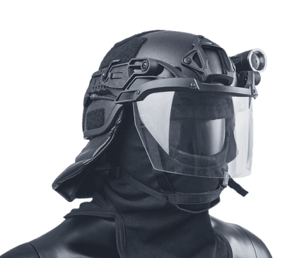 Ventura Tactical Systems Public Order Ballistic NIJ III3A ACH Full Cut Helmet with Non Ballistic Visor and Neck Guard-Tactical Source LLC