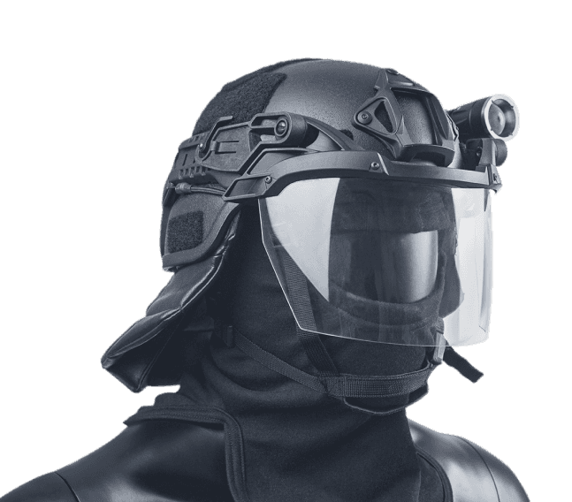 Ventura Tactical Systems Public Order Ballistic NIJ III3A ACH Full Cut Helmet with Non Ballistic Visor and Neck Guard-Tactical Source LLC