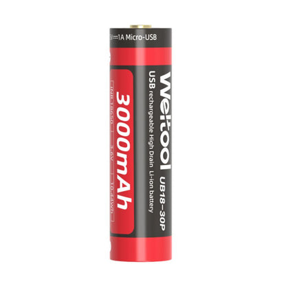 Weltool UB18-30P Micro USB rechargeable 3000mAh 18650 Li-ion battery-Tactical Source LLC