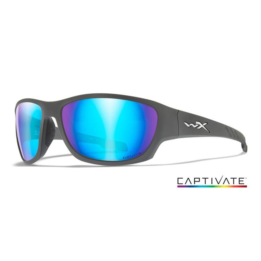Wiley X Climb Captivate Polarised Blue Mirror Lens w/ Matte Grey Frame-Tactical Source LLC