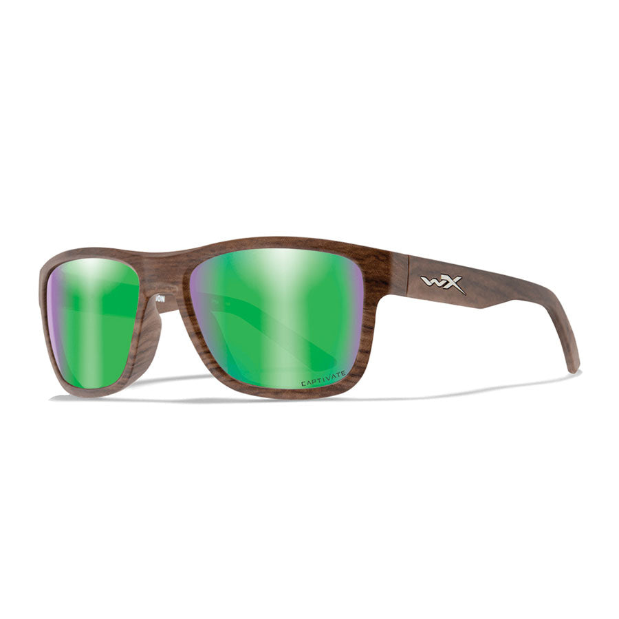 Wiley X Ovation Captivate Polarised Green Mirror Lens w/ Matte Woodgrain Frame-Tactical Source LLC