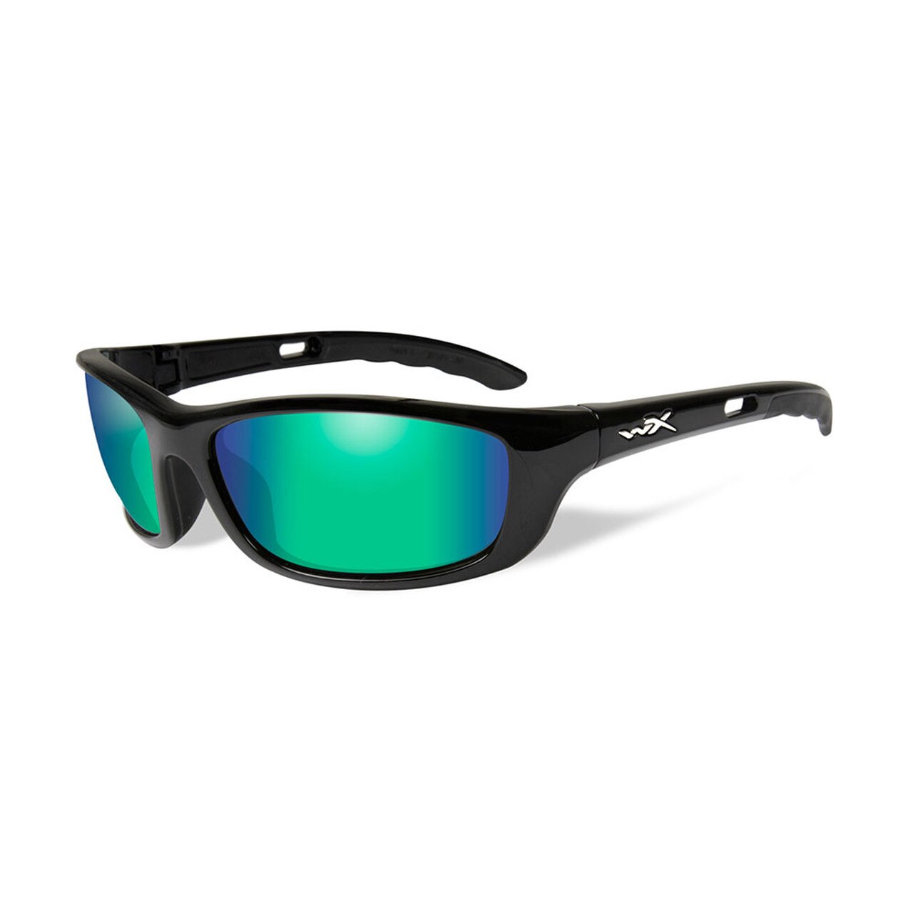 Wiley X P17GM Sunglasses Polarised Emerald Mirror Lens Gloss Black Frame-Tactical Source LLC