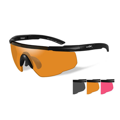 Wiley X Saber Advanced Eyeshield Vermillion Three Lens Matte Black Frame-Tactical Source LLC