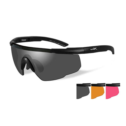 Wiley X Saber Advanced Eyeshield Vermillion Three Lens Matte Black Frame-Tactical Source LLC