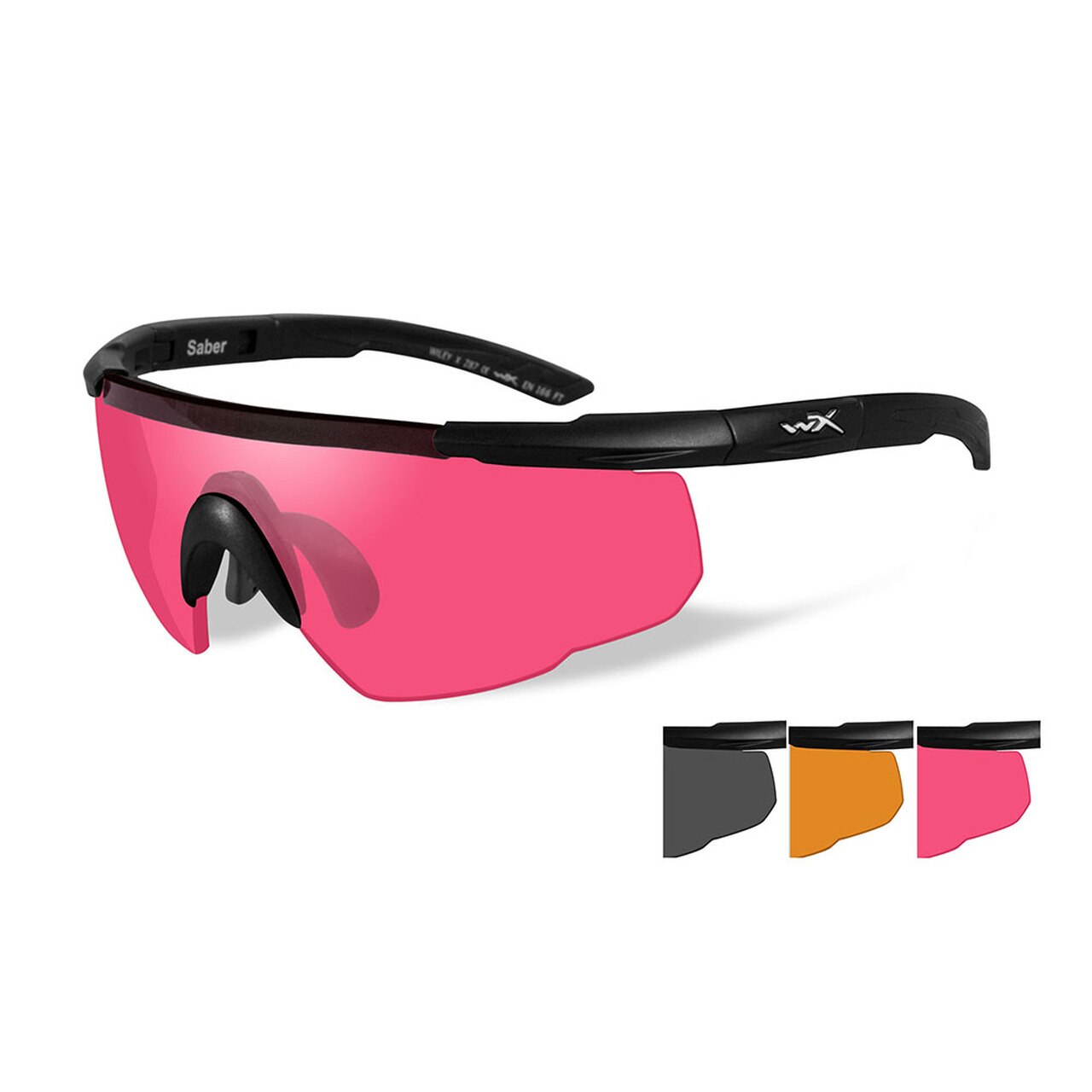 Wiley X Saber Advanced Eyeshield Vermillion Three Lens Matte Black Frame-Tactical Source LLC