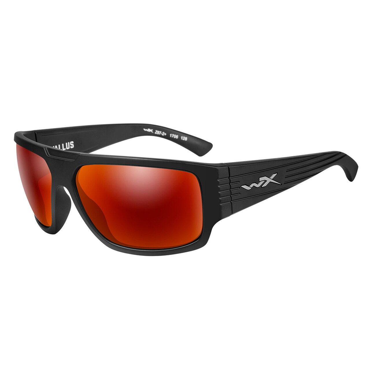 Wiley X Vallus Sunglasses Polarised Crimson Mirror Matte Black Frame-Tactical Source LLC