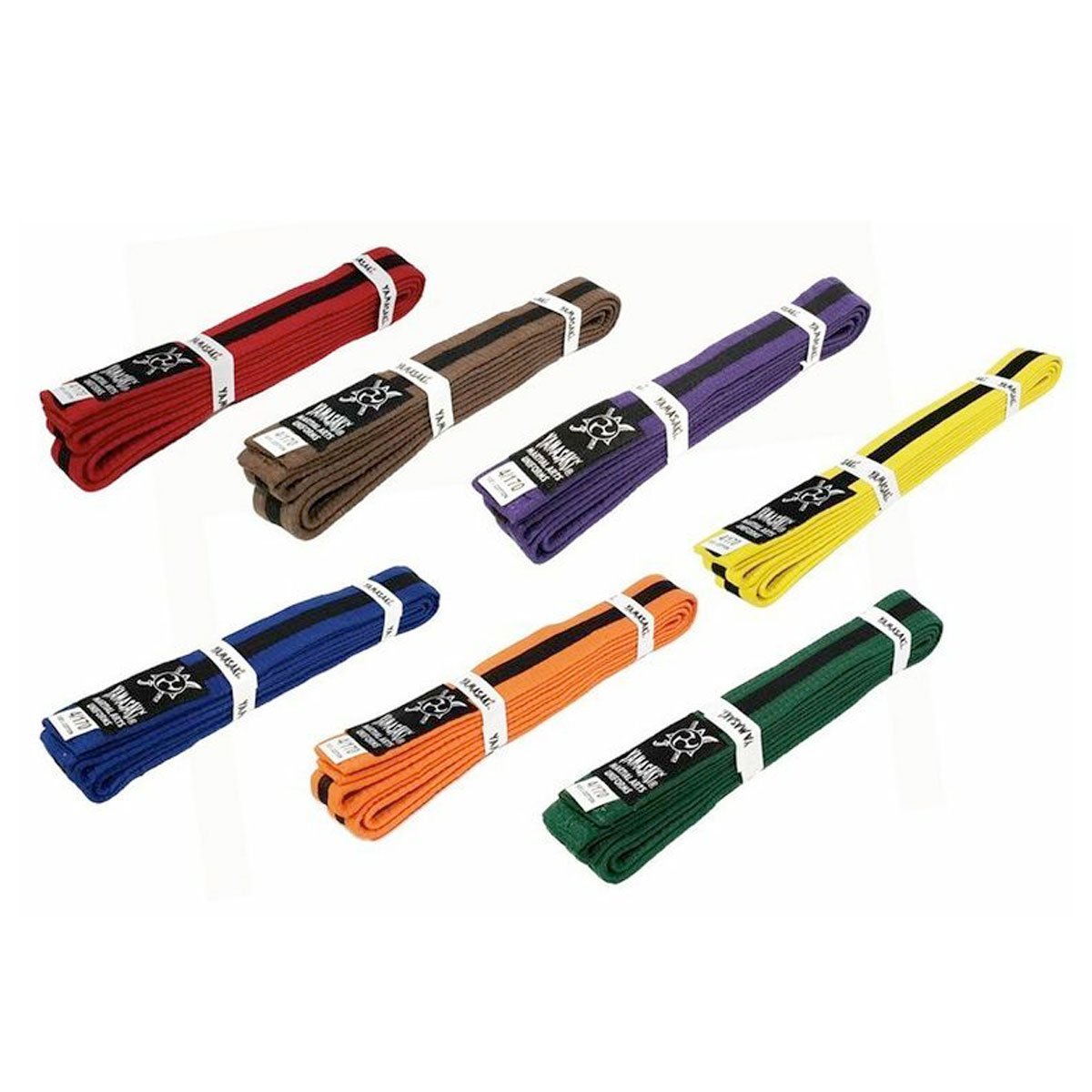 Yamasaki Coloured Martial Arts Belts with Black Stripe-Tactical Source LLC