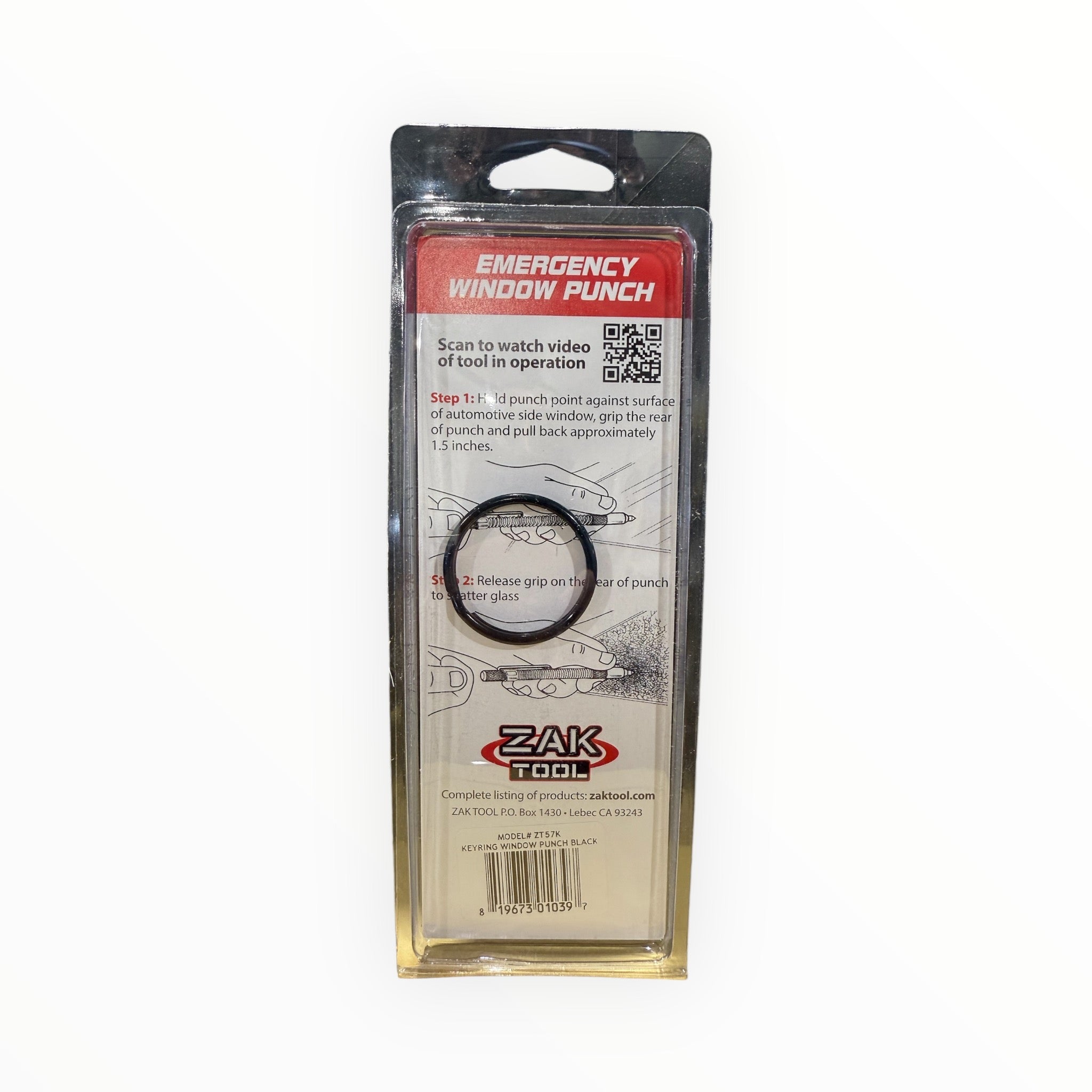 Zak Tool Key Ring Window Punch Black-Tactical Source LLC